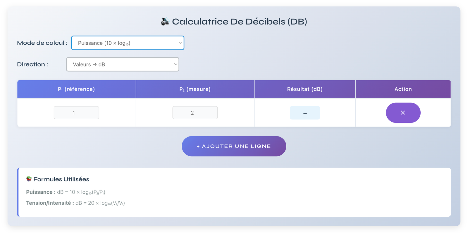 calculatrice de décibels oscarmusic.com​