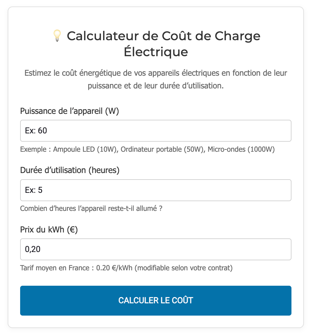 calculateur charge guidelec​