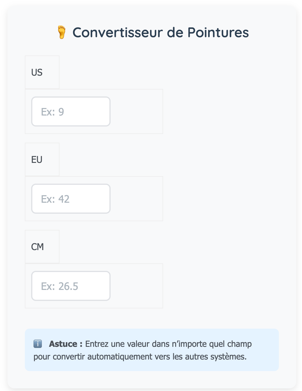 convertisseur pointure chaussure yaquoila.com​